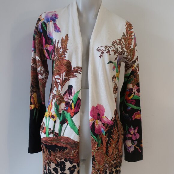 Womens Etro Milano Multi Floral Animal Print Silk Blend Cardigan Sweater 38 US/2 - Picture 3 of 11